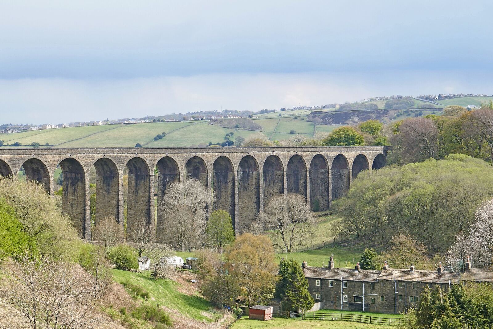 The arches of Thornton Viaduct crossing the valley